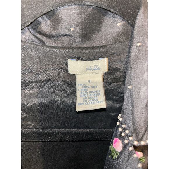 Anthropologie Odille Cottage Core Silk Embroidered Beaded Floral Jacket Blazer - Picture 6 of 7